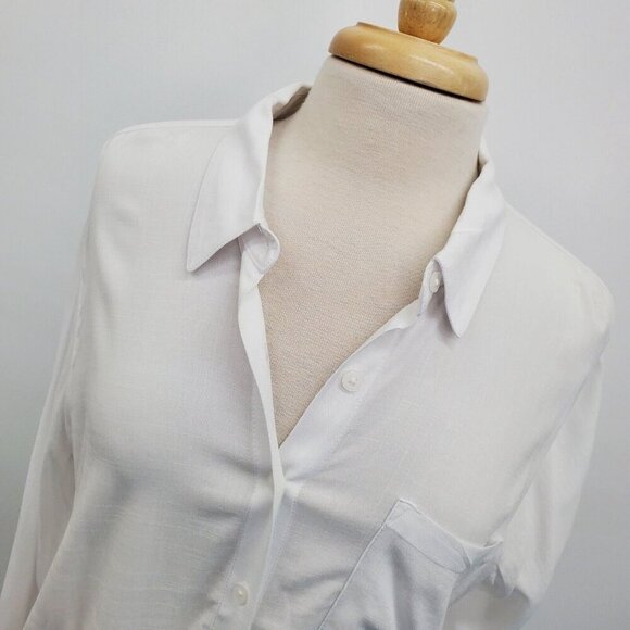 Torrid Womens Rayon Slub Drop Shoulder Button Front Shirt Size 00 M/L White NWT - Picture 5 of 16